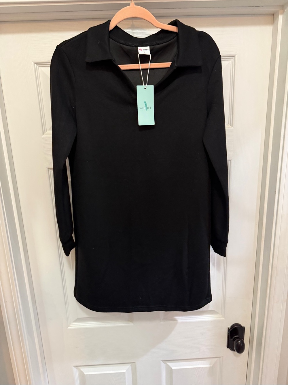 Willow Black Long-Sleeve Polo Dress